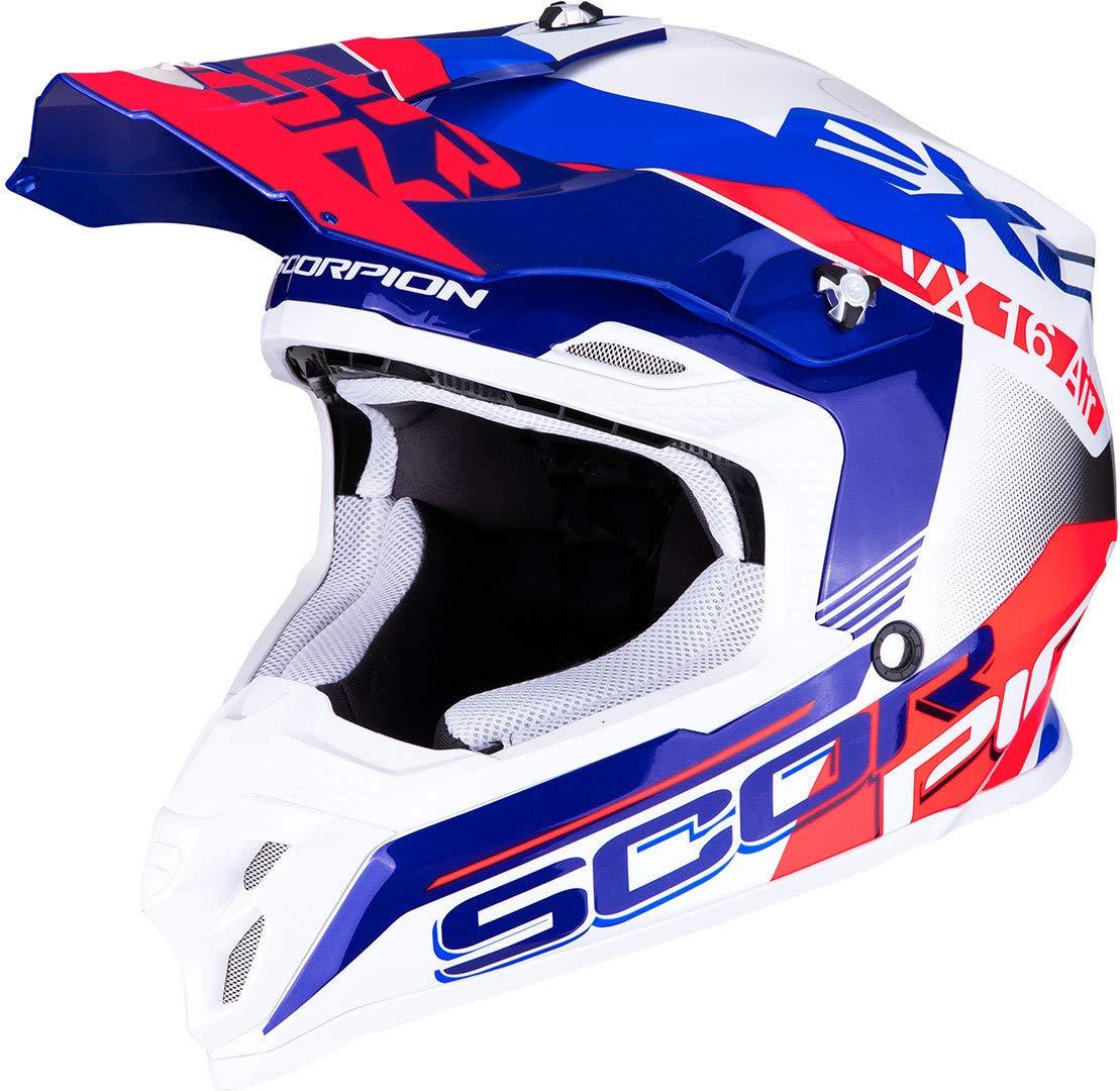 Шлем кроссовый SCORPION EXO VX-16 AIR ARHUS Rearl/Blue Neon/Red